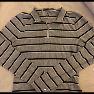 grey striped long sleeve♡